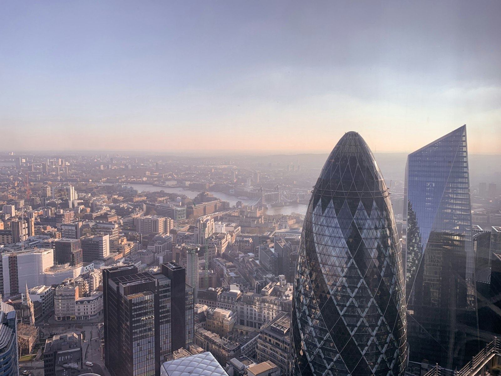 The City of London skyline with the Gherkin and the River Thames